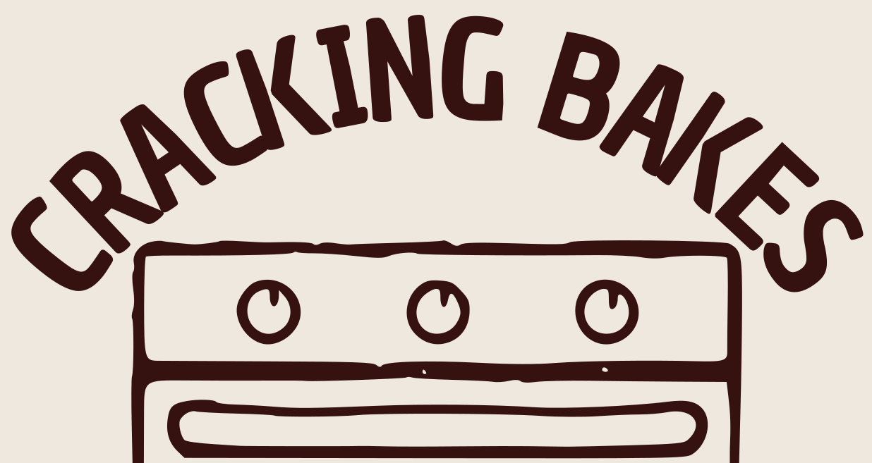 Cracking Bakes logo and tag line. Life's Better Baked